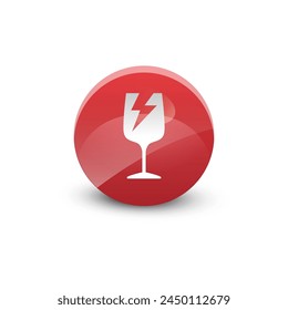Sticker fragile handle with care vector. warning label, fragile label with broken glass symbol, vector