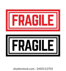 Sticker fragile handle with care vector. warning label, fragile label with broken glass symbol, vector