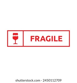 Sticker fragile handle with care vector. warning label, fragile label with broken glass symbol, vector