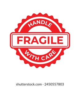 Sticker fragile handle with care vector. warning label, fragile label with broken glass symbol, vector