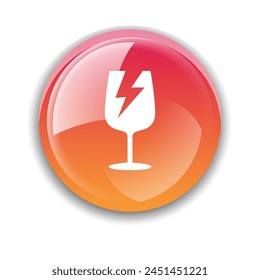 Sticker fragile handle with care vector. warning label, fragile label with broken glass symbol, vector