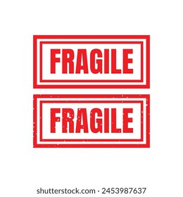 Sticker fragile handle with care vector. warning label, fragile label with broken glass symbol, vector