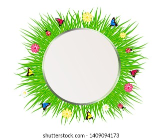 Sticker frame round summer grass