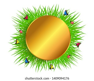 Sticker frame round summer grass