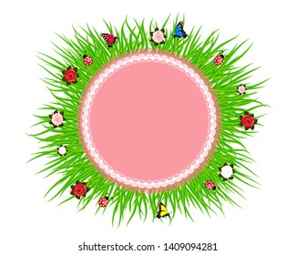 Sticker frame round summer grass