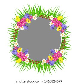 Sticker frame round summer grass