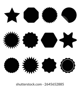 Sticker frame set with star and rounded shapes as vector illustration for design and decoration projects.