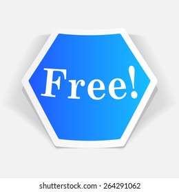 Sticker with Free text . Design element for web and mobile applications. Vector illustration.