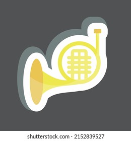 Sticker French Horn. suitable for music symbol. color mate style. simple design editable. design template vector. simple symbol illustration