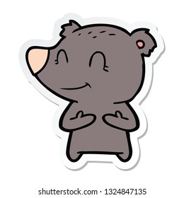 sticker of a friendly bear cartoon