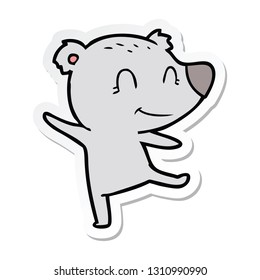 sticker of a friendly bear dancing