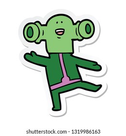 sticker of a friendly cartoon alien