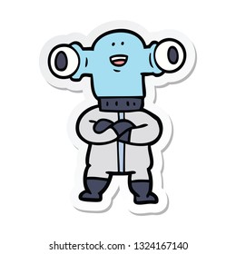 sticker of a friendly cartoon alien