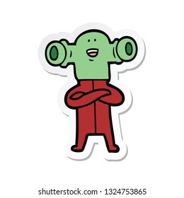 sticker of a friendly cartoon alien