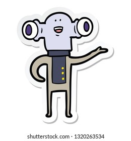 pegatina de una caricatura amigable con gestos alienígenas