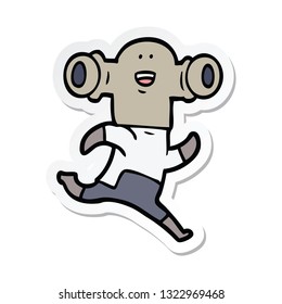sticker of a friendly cartoon alien running