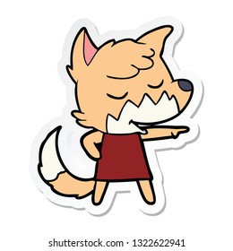 sticker of a friendly cartoon fox girl