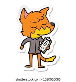 sticker of a friendly cartoon fox manager