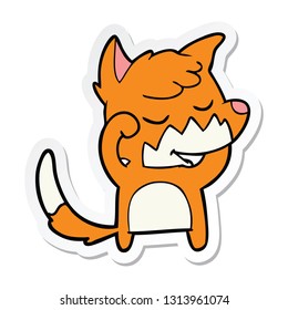sticker of a friendly cartoon fox waking up