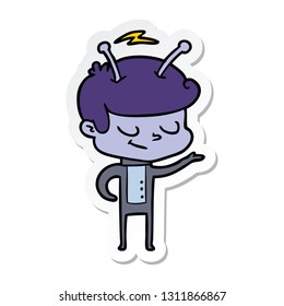 sticker of a friendly cartoon spaceman