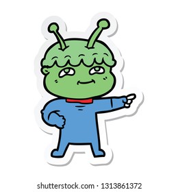 sticker of a friendly cartoon spaceman