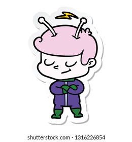 sticker of a friendly cartoon spaceman