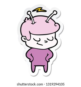 sticker of a friendly cartoon spaceman