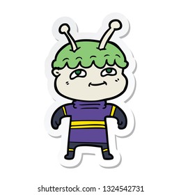 sticker of a friendly cartoon spaceman