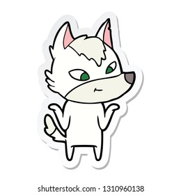 pegatina de un lobo de caricatura amistoso
