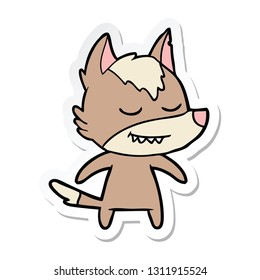 pegatina de un lobo de caricatura amistoso