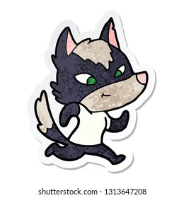 pegatina de un lobo de caricatura amistoso