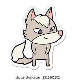 pegatina de un lobo de caricatura amistoso
