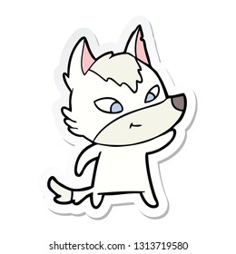 sticker of a friendly cartoon wolf