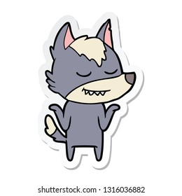 sticker of a friendly cartoon wolf