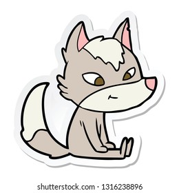 pegatina de un lobo de caricatura amistoso