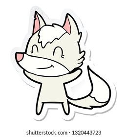 sticker of a friendly cartoon wolf