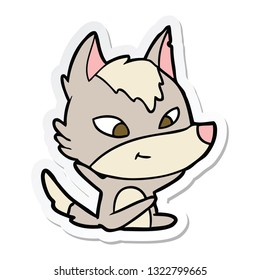 adesivo de um lobo de desenho animado amigável