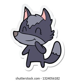 pegatina de un lobo de caricatura amistoso