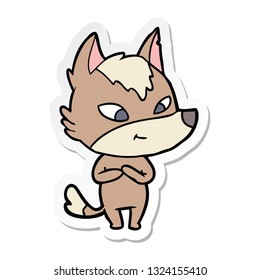 sticker of a friendly cartoon wolf