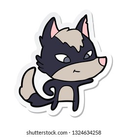 pegatina de un lobo de caricatura amistoso