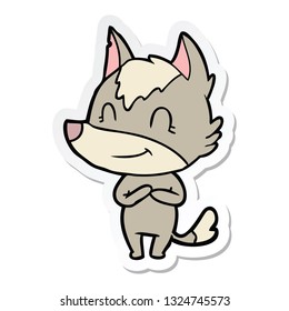 pegatina de un lobo de caricatura amistoso