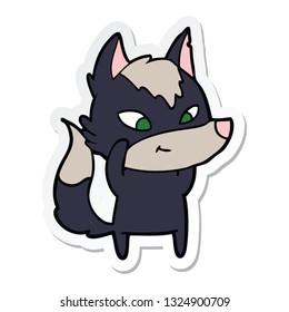 pegatina de un lobo de caricatura amistoso