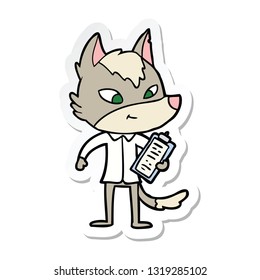 sticker of a friendly cartoon wolf manager