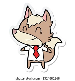 sticker of a friendly cartoon wolf office worker