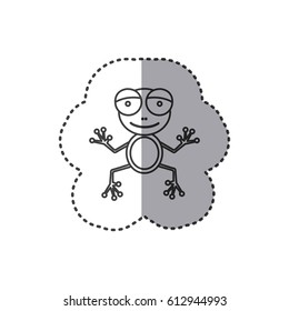 sticker frog animal head expression, vector illustration