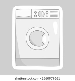 Sticker with front side of Washing machine or Cloth dryer, style vector