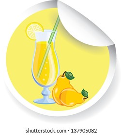 Sticker with Fruit cocktail, vector picture