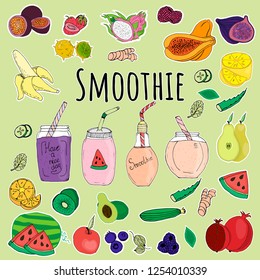 
sticker, fruit, decoration, design, smoothie, sticker, smoothie jar, mug, cocktail, aloe, watermelon, tropical fruit, vegetable, apple, berry, banana, pear, cucumber, pomegranate, lychee, papaya