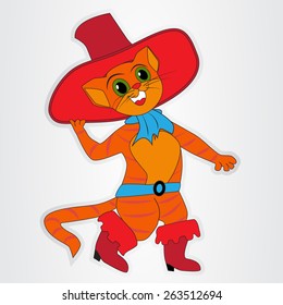 Sticker of the fun cat in boots for the kids