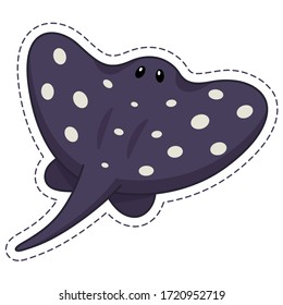 Maravilloso mar de Stingray. Carácter infantil para uso en ilustraciones infantiles, en productos para niños, como pegatina. Ilustración de color vectorial aislada en un fondo blanco.